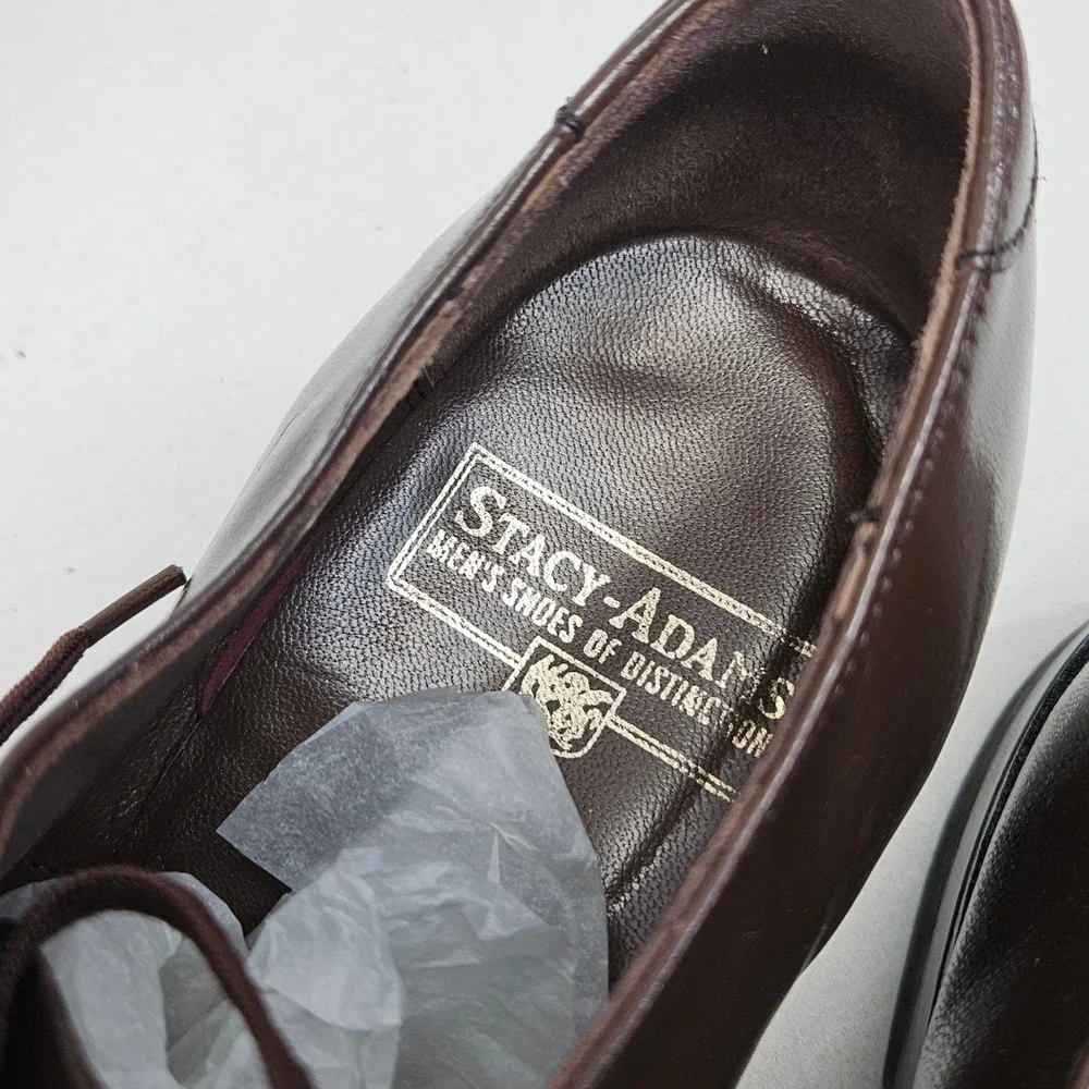 Johnston & Murphy Mens 9.5 D Brown Leather Cap Toe Oxford Dress Shoes 453305